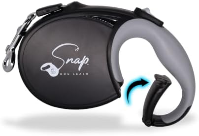 Snap Retractable Dog Leash with Built-in Clip - for Medium and Large Dogs (25+ lbs), Hands-Free Connection, Reflective 16-ft Tape, Brake and Lock, Tangle-Free