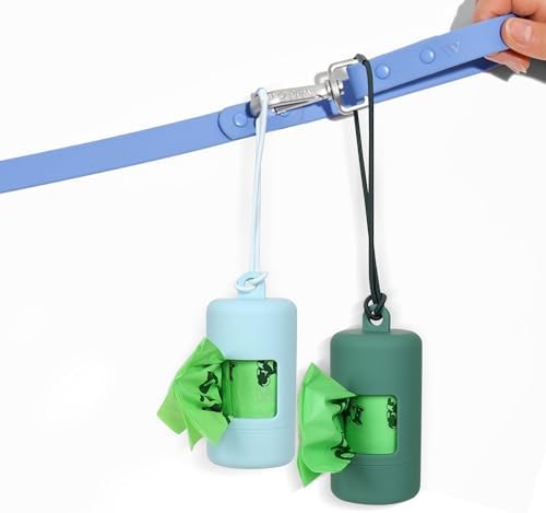 Dog Poop Bag Holder, Smooth Dispensing Poop Bag Holders for Leashes,Poop Bags Dispenser for Dogs,Lightweight Plastic Dispenser with Elastic Loop (only green holder)