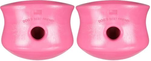 WEST PAW Zogoflex Toppl Interactive Treat Dispensing Puzzle Dog Toy for Mental Stimulation & Enrichment-Holds Kibble & Treats-Lickable, Freezable & Dishwasher Safe-Made in USA-XL-Geranium (Pack of 2)