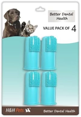 Professional Dog Finger Toothbrush by H&H Pets,Pack of 4