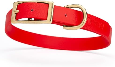 Viper Biothane Heavy Duty Waterproof Dog Collar Strong Coated Nylon Webbing w/Solid Brass Hardware Odor-Proof Easy to Clean High Performance Fits Small Medium or Large Dogs, Cherry Red