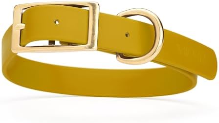 Viper Biothane Heavy Duty Waterproof Dog Collar Strong Coated Nylon Webbing w/Solid Brass Hardware Odor-Proof Easy to Clean High Performance Fits Small Medium or Large Dogs, Treasure Gold