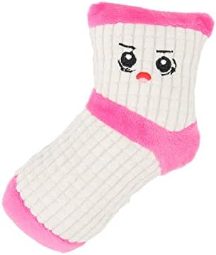 Squeaky Dog Toys, Pet Funny Stuffed Plush Cute Socks Birthday Gift Chew Toys for Small Medium Dogs(Pink White)