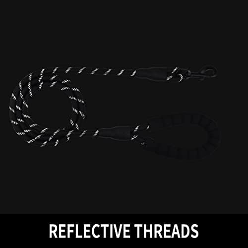 5FT Reflective Dog Leash with Padded Handle for All Dog Sizes.Black