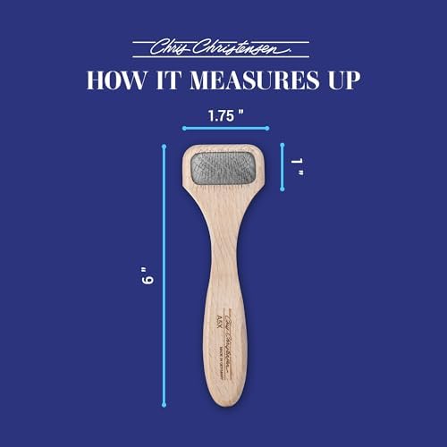 Chris Christensen Mark X Tiny Slicker Brush for Dogs, 12mm Pins, Groom Like a Pro, Handcrafted Lightweight Beechwood Ergonomic Handle, Stainless Steel Pins, A5X, XX-Small. Made in Germany.
