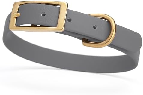 Viper Biothane Heavy Duty Waterproof Dog Collar Strong Coated Nylon Webbing w/Solid Brass Hardware Odor-Proof Easy to Clean High Performance Fits Small Medium or Large Dogs, Battleship Gray