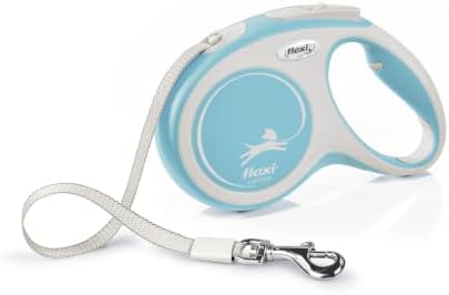 Flexi New Comfort Tape Grey & Light Blue Medium 5m Retractable Dog Leash/Lead for Dogs up to 25kgs/55lbs
