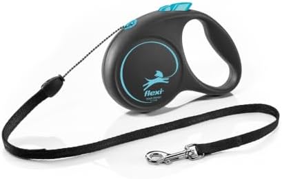 Flexi Black Design Cord Blue Small 5m Retractable Dog Leash/Lead for Dogs up to 12kgs/26lbs