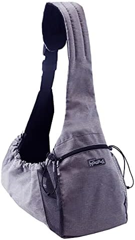 Outward Hound PupPak Sling Dog Carrier, Grey – Hands-Free Sling for Small Pets up to 15 lbs, Adjustable Strap, Mesh Ventilation, Zippered Pocket, Drawstring Fit – Ideal for Travel & Adventures