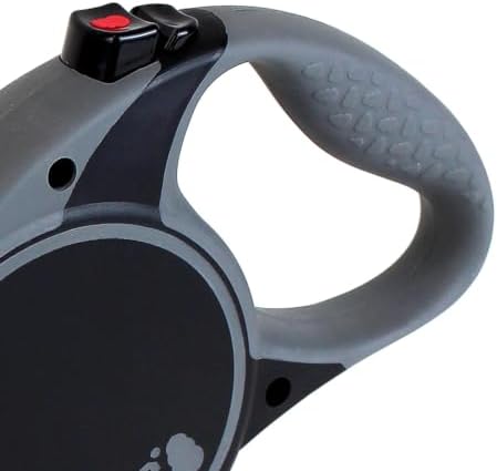 Alcott Kong Terrain Retractable Dog Leash, Medium, Grey, 16' Long.