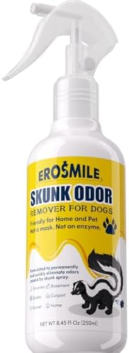 Skunk Odor Remover For Dogs,Removing Skunk Smell From House,Friendly For Dogs Head & Face,Suitable For Pet Areas,Fabrics,Carpets,Clothing,Car,Garages,Tool Sheds Odor Eliminator Spray 8.45fl Oz
