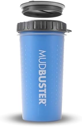 Dexas Lidded MudBuster Large Dog Paw Cleaner, Pro Blue, Fits 2.5"-3.5" Wide Paws, Gentle Silicone Bristles for Quick, Easy Cleaning