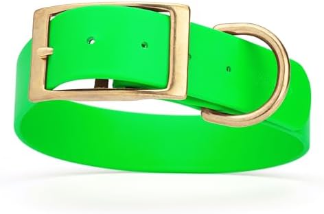 Viper Biothane Heavy Duty Waterproof Dog Collar Strong Coated Nylon Webbing w/Solid Brass Hardware Odor-Proof Easy to Clean High Performance Fits Small Medium or Large Dogs, Tropical Green