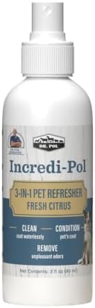 Dr. Pol Incredi-Pol 3-in-1 Pet Refresher | Waterless Coat Cleaner & Conditioner | Pet Odor Eliminator | Fine Mist Spray for Dogs & Cats | Freshens, Cleans & Softens Fur | 3 oz | Fresh Citrus