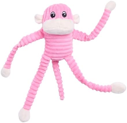 ZippyPaws Crinkle Monkey Squeaky Plush Pet Toy for All Breeds - Small, Pink