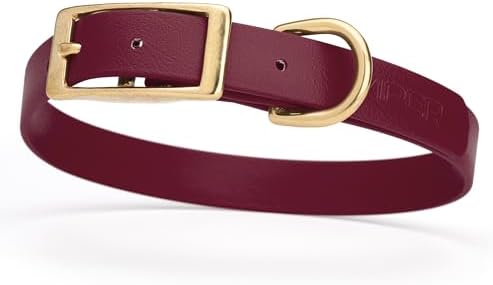Viper Biothane Heavy Duty Waterproof Dog Collar Strong Coated Nylon Webbing w/Solid Brass Hardware Odor-Proof Easy to Clean High Performance Fits Small Medium or Large Dogs, Merlot Burgundy