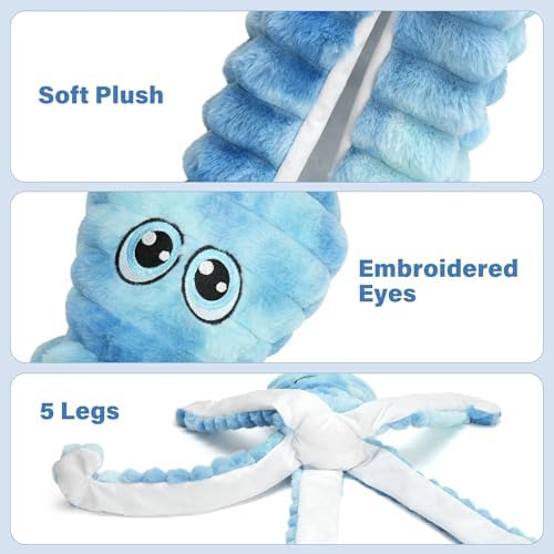 PrimePets 27” Extra Large Dog Toys, Plush Crinkle Squeaky Octopus Dog Toy