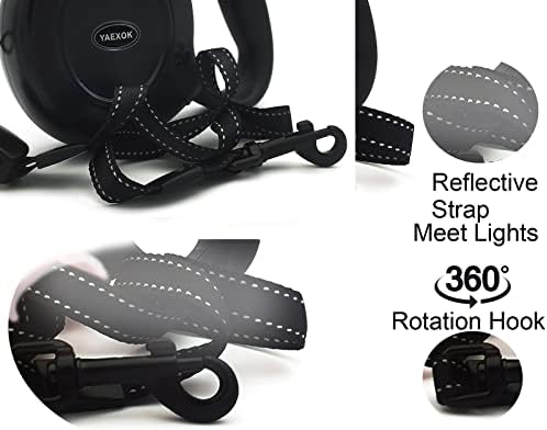 Heavy Duty Retractable Dog Leash 26ft,Pet Long Walking Leashes Leads for Small Medium Large Dogs Doggie Up to 110lbs (Black)