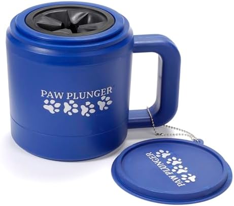 Paw Plunger for Dogs - Portable Dirty Paw Washer for Medium Sized Dogs – Ideal for Dogs Weighing 15-75lbs – Cleaner Pet Paws to Save Floors / Furniture / Carpet / Vehicle from Muddy Paw Prints – Blue
