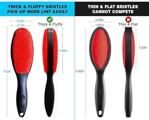 EZCLEAN 4-Pack Red Color Velvet Lint Brush for Clothes Furniture Couch, Pet Hair Remover, Reusable Double Sided Fabric Brush