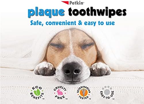 Petkin Cat and Dog Dental Wipes, 40 Wipes (Fresh Mint) - Natural Formula Cleans Teeth, Gums & Freshens Breath - for Daily Use - Convenient Dog Dental Care - 1 Pack of 40 Wipes