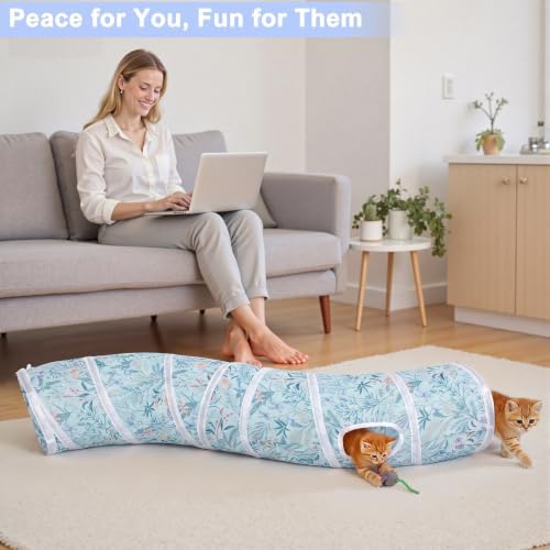 Glittme S-Shape Cat Tunnel, Foldable Cat Tunnels for Indoor Cats