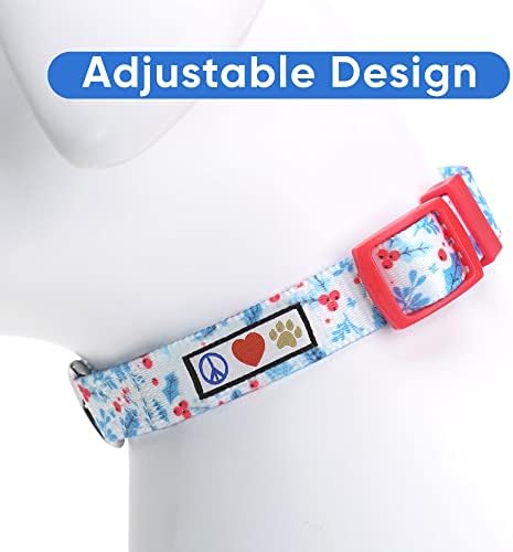 Pawtitas Personalized Dog Collar Dog Soft Adjustable Puppy Collar Customizable Embroidered add Pet Name Phone Number or Phrase Small Teal Mistletoe
