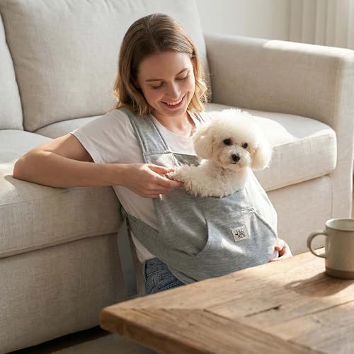 FLAdorepet Small Dog Front Carrier Sling Bag Pet Chest Backpack,Grey