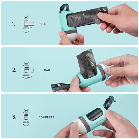 SVD.PET Dog Poop Bag Dispenser, Retractable Poop Bag Holder, Blue/Jade