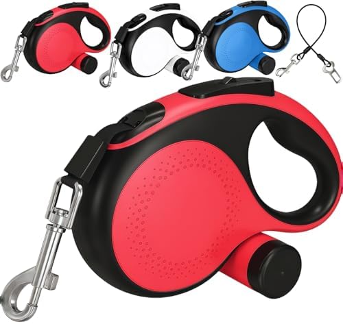 26 ft Retractable Dog Leash for Large Dogs, TPE Grip, Blue