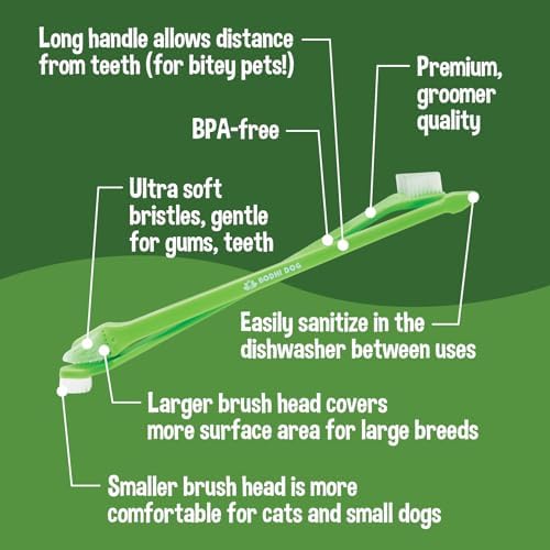 Bodhi Dog Dual-Headed Toothbrush for Dogs & Cats - Soft Bristles for Gentle Pet Dental Care - Puppy & Adult Teeth Cleaning - Easy-to-Use Design for Healthy Gums & Fresh Breath (100 Count) (Pack of 2)