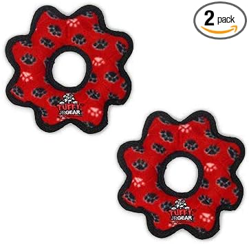 TUFFY® : 2 Pack Gear Ring Dog Toy: Ultra Durable Plush Toy with Multiple Layers & Reinforced Seams, Washable and Floats, Original Construction