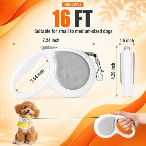 16Ft Retractable Dog Leash, Safety Lock for Small Medium Dogs