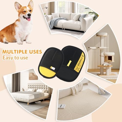 Wortade 3pcs Pet Hair Removal Glove for Dog & Cat, Electrostatic Reusable