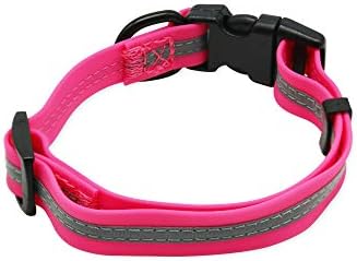 Nimble Reflective Waterproof Dog Collar Adjustable Odor Resistant Easy Clean Pet Collar for Small Medium Large Dogs Night Walking Outdoor Rainy Use (Small (9.45”-14.17”inches), Pink)