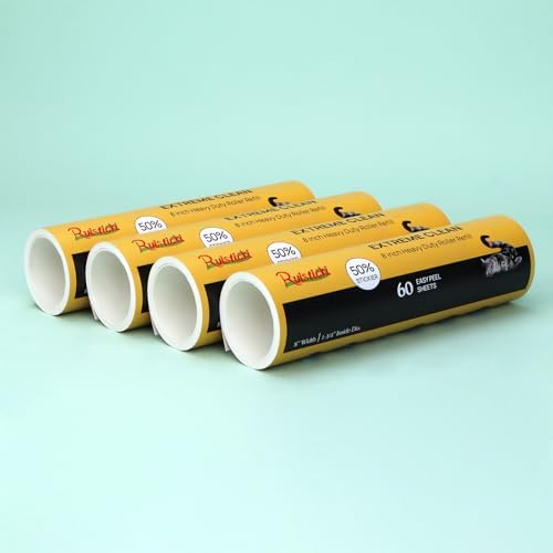 50% Stickier Large Surface Roller Refill for Scotch-Brite 8 inch Lint Roller, Works Great On Pet Hair, Extra Sticky 60 Sheets per Refill, Pack of 4, 240 Sheets Total