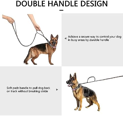 DAGANXI Tactical Dog Collar, Adjustable Military Training Nylon Dog Collar with Control Handle and Heavy Metal Buckle for Medium and Large Dogs, with Patches & Airtags Case (L, Colorful Triangle-Set)