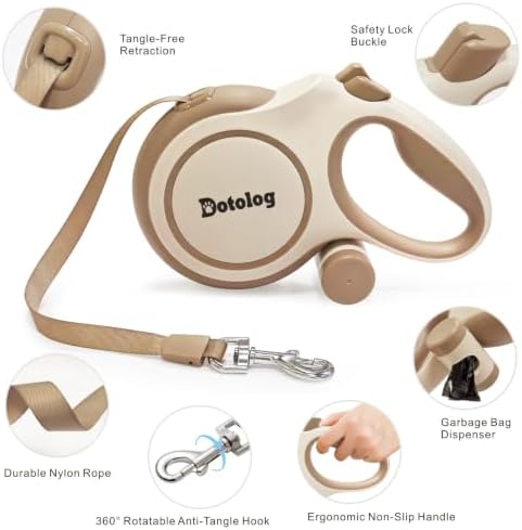 Retractable Dog Leash,16ft Retractable Lead with Bungee Leads for 2 Dogs,Double Leash with Dog Safety Harness Buckle, Extendable Lead 5m for Medium Large Dogs (Coffee Brown, 5m)