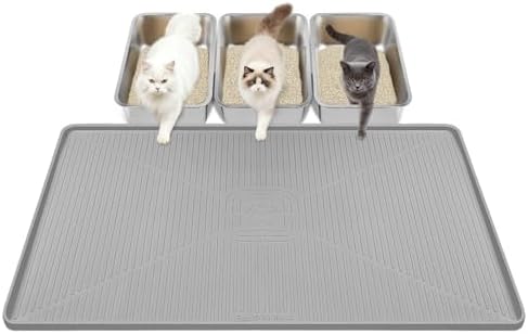 Lorvain Cat Litter Mats,45"x30" Extra Large Silicone Cat Mat for Litter Box