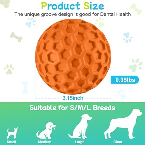 havit Indestructible Squeaky Dog Balls for Aggressive Chewers, Interactive Dog Toys to Keep Them Busy, Rubber Dog Chew Toy for Large Medium Breeds, Outdoor Waterproof (4 Colors)