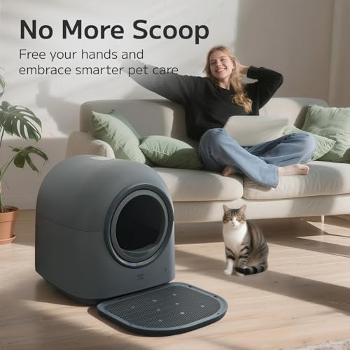 ABRCT L2 Automatic Self Cleaning Litter Box Smart Robot Odor Control Litter Box,Safety Sensors Anti-Pinch,with APP Control Deodorizer and Liner,Hands-Free for Multiple Cats,2026 Version (Black)