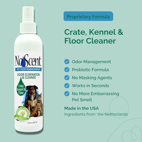 No Scent Crate Kennel & Floor Cleaner for Dog Run, Cat Carrier, Hard Surface Pet Odor & Stain Management (2 Fl Oz / 59 mL)