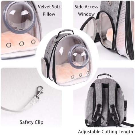 Front Extension Cat Backpack Carrier, Pet Travel Backpack for Kitten and Small Dogs, Clear Bubble Window Space Capsule Astronaut Liked Portable Vet Visit Book Bag Airline Approved