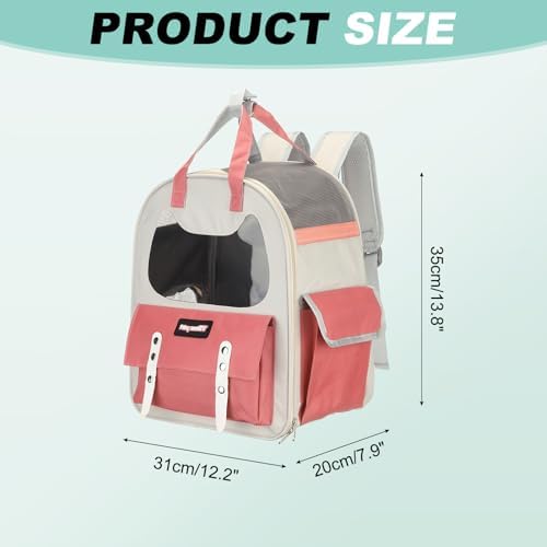 Cat Pet Backpack Carrier Pink 12"x8"x14" Travel Bag