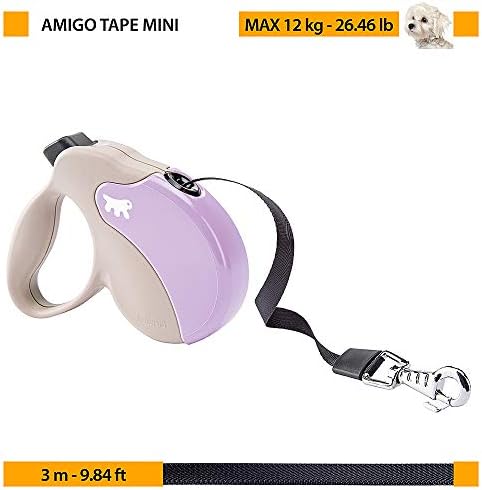 Ferplast Retractable Dog Lead Extendable Dog Leash, Amigo Tape MINI, Extending Tape, 3 m, max 12 kg, Light Blue