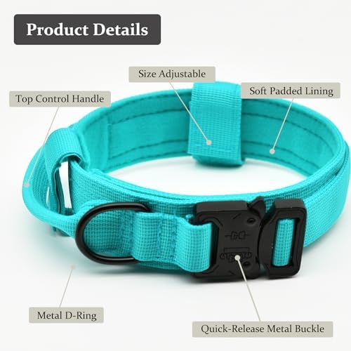 Tactical Dog Collar, Adjustable Military Training Nylon Pet Collar, Black M
