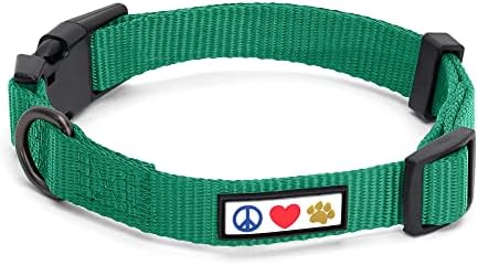 Pawtitas Solid Color Dark Green Puppy or Dog Collar, Medium