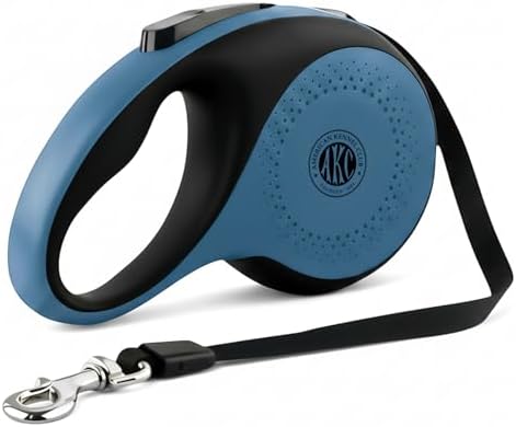 American Kennel Club Heavy Duty Retractable Dog Leash, 16.4ft, Tangle-Free, Ergonomic Grip, One-Hand Brake, for Medium & Large Dogs up to 110 lbs Gray