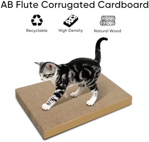 Cat Scratcher 8-Pack Refills, Large Cardboard Pads for Indoor Cats