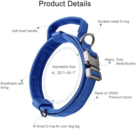 Tactical Dog Collar and Leash Set with Handle for Large Dogs